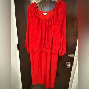 Bundle 2 for $40. NWT London Times Vibrant Red Long Sleeve Dress. Size 22W.